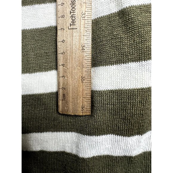 Talbots 100% Linen‎ Striped Duster Open Cardigan size Medium Green/White - Picture 6 of 7